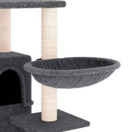 Ansamblu de pisici, stâlpi din funie sisal, gri închis, 175 cm, 6 image