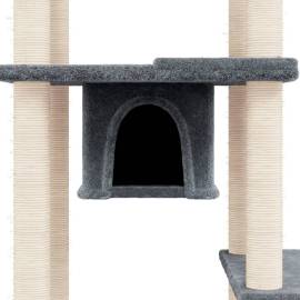 Ansamblu de pisici, stâlpi din funie sisal, gri închis, 176 cm, 6 image
