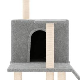 Ansamblu de pisici, stâlpi din funie sisal, gri deschis, 109 cm, 6 image