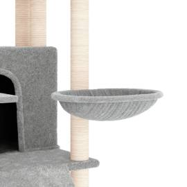 Ansamblu de pisici, stâlpi din funie sisal, gri deschis, 154 cm, 6 image
