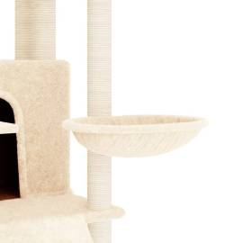 Ansamblu de pisici cu stâlpi din funie de sisal, crem, 154 cm, 6 image