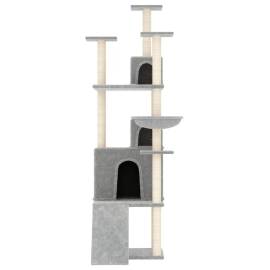 Ansamblu pisici, stâlpi din funie sisal, gri deschis, 175 cm, 3 image
