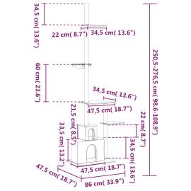 Ansamblu pisici podea până la tavan, gri închis, 250,5-276,5 cm, 9 image