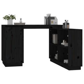 Birou, negru, 110x50x75 cm, lemn masiv de pin, 4 image