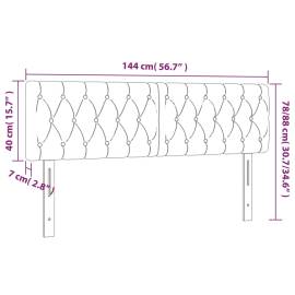 Tăblie de pat cu led, maro închis, 144x7x78/88 cm, textil, 6 image