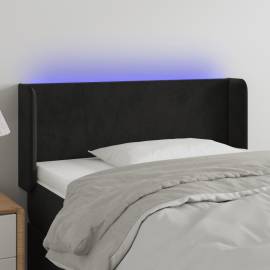 Tăblie de pat cu led, negru, 103x16x78/88 cm, catifea