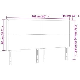 Tăblie de pat cu led, albastru, 203x16x118/128 cm, textil, 6 image