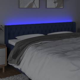 Tăblie de pat cu led, albastru, 203x16x78/88 cm, textil, 4 image