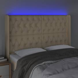 Tăblie de pat cu led, crem, 163x16x118/128 cm, textil, 4 image