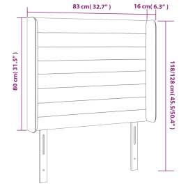 Tăblie de pat cu led, gri deschis, 83x16x118/128 cm, catifea, 6 image