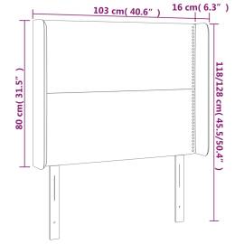 Tăblie de pat cu led, gri taupe, 103x16x118/128 cm, textil, 6 image