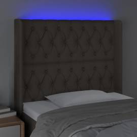 Tăblie de pat cu led, gri taupe, 93x16x118/128 cm, textil, 4 image