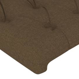 Tăblie de pat cu led, maro închis, 183x16x118/128 cm, textil, 5 image