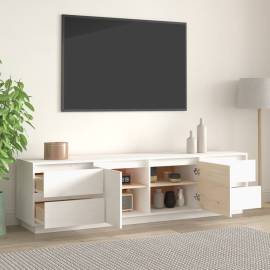 Comodă tv, alb, 176x37x47,5 cm, lemn masiv de pin, 3 image
