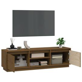 Comodă tv, maro miere, 140x35x40 cm, lemn masiv de pin, 5 image