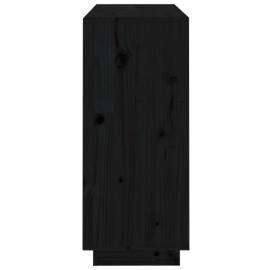 Servantă, negru, 104,5x34x80 cm, lemn masiv de pin, 7 image