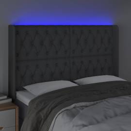Tăblie de pat cu led, gri închis, 163x16x118/128 cm, textil, 4 image