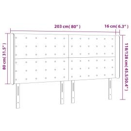 Tăblie de pat cu led, gri deschis, 203x16x118/128 cm, textil, 6 image