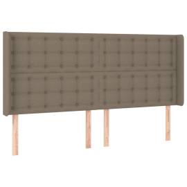 Tăblie de pat cu led, gri taupe, 203x16x118/128 cm, textil, 3 image