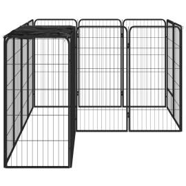 Țarc câini 14 panouri negru 50x100 cm oțel vopsit electrostatic, 3 image