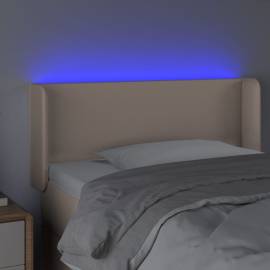 Tăblie de pat cu led, cappuccino 83x16x78/88 cm piele ecologică, 4 image