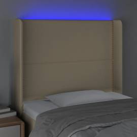 Tăblie de pat cu led, crem, 83x16x118/128 cm, textil, 4 image