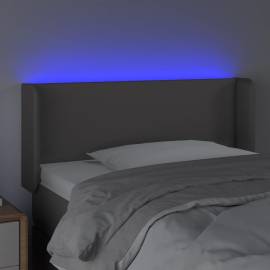 Tăblie de pat cu led, gri, 103x16x78/88 cm, piele ecologică, 4 image