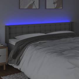 Tăblie de pat cu led, gri, 183x16x78/88 cm, piele ecologică, 4 image