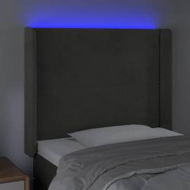 Tăblie de pat cu led, gri deschis, 103x16x118/128 cm, catifea, 4 image