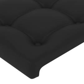 Tăblie de pat cu led, negru, 183x16x78/88 cm, piele ecologică, 5 image