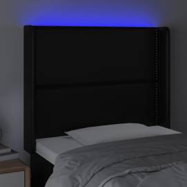 Tăblie de pat cu led, negru, 83x16x118/128 cm, piele ecologică, 4 image