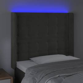 Tăblie de pat cu led, gri închis, 93x16x118/128 cm, catifea, 4 image
