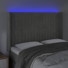 Tăblie de pat cu led, gri deschis, 147x16x118/128 cm, catifea, 4 image
