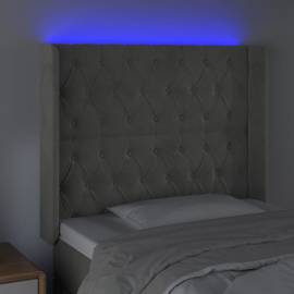 Tăblie de pat cu led, gri deschis, 93x16x118/128 cm, catifea, 4 image