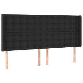 Tăblie de pat cu led, negru, 183x16x118/128 cm, piele ecologică, 3 image