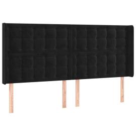 Tăblie de pat cu led, negru, 203x16x118/128 cm, catifea, 3 image