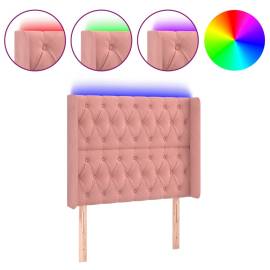 Tăblie de pat cu led, roz, 103x16x118/128 cm, catifea, 2 image
