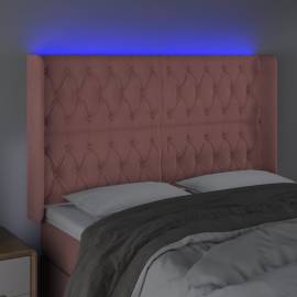 Tăblie de pat cu led, roz, 163x16x118/128 cm, catifea, 4 image