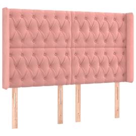 Tăblie de pat cu led, roz, 163x16x118/128 cm, catifea, 3 image
