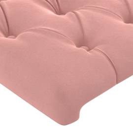 Tăblie de pat cu led, roz, 163x16x118/128 cm, catifea, 5 image
