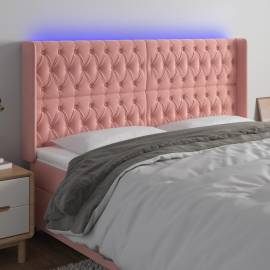 Tăblie de pat cu led, roz, 183x16x118/128 cm, catifea