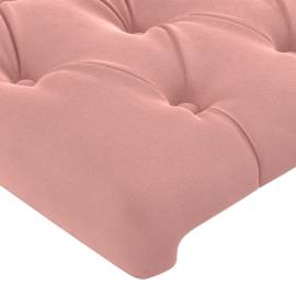 Tăblie de pat cu led, roz, 183x16x118/128 cm, catifea, 5 image