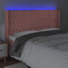 Tăblie de pat cu led, roz, 183x16x118/128 cm, catifea, 4 image