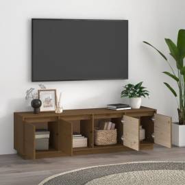 Comodă tv, maro miere, 156x37x45 cm, lemn masiv de pin, 3 image