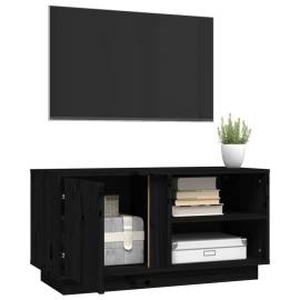 Comodă tv, negru, 80x35x40,5 cm, lemn masiv de pin, 5 image