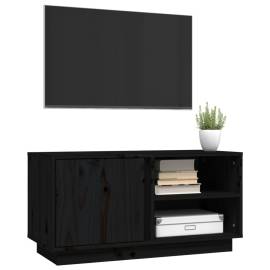 Comodă tv, negru, 80x35x40,5 cm, lemn masiv de pin, 4 image