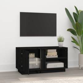 Comodă tv, negru, 80x35x40,5 cm, lemn masiv de pin, 3 image