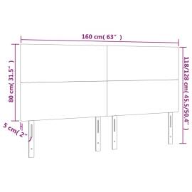 Tăblie cu led-uri, gri, 160x5x118/128 cm, piele ecologică, 6 image