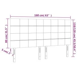 Tăblie de pat cu led, albastru închis, 160x5x118/128cm, catifea, 6 image