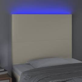 Tăblie de pat cu led, crem, 80x5x118/128 cm, piele ecologică, 3 image